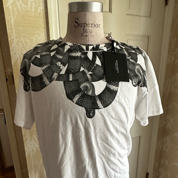 Marcel Burlon LEONARDO SNAKE-PRINT T-SHIRT WHITE/BLACK IN WHITE MULTICOLOR Large - Picture 3 of 9